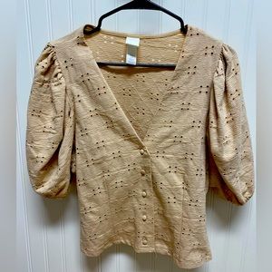 Tan button up blouse